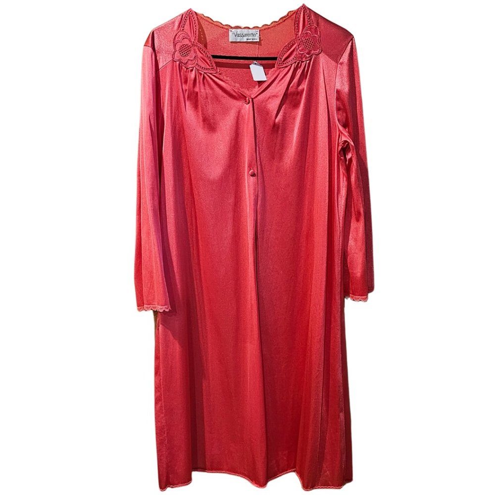 70s 80s Pink VASSARETTE Nylon Robe - 22" ptp